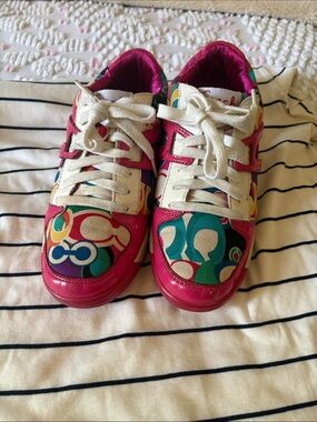 Coach Kids Colorful Signature Sneakers with Pink Trim